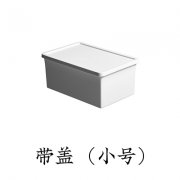 日式可贴标签分类收纳盒 防尘储物盒--小号（带盖款）